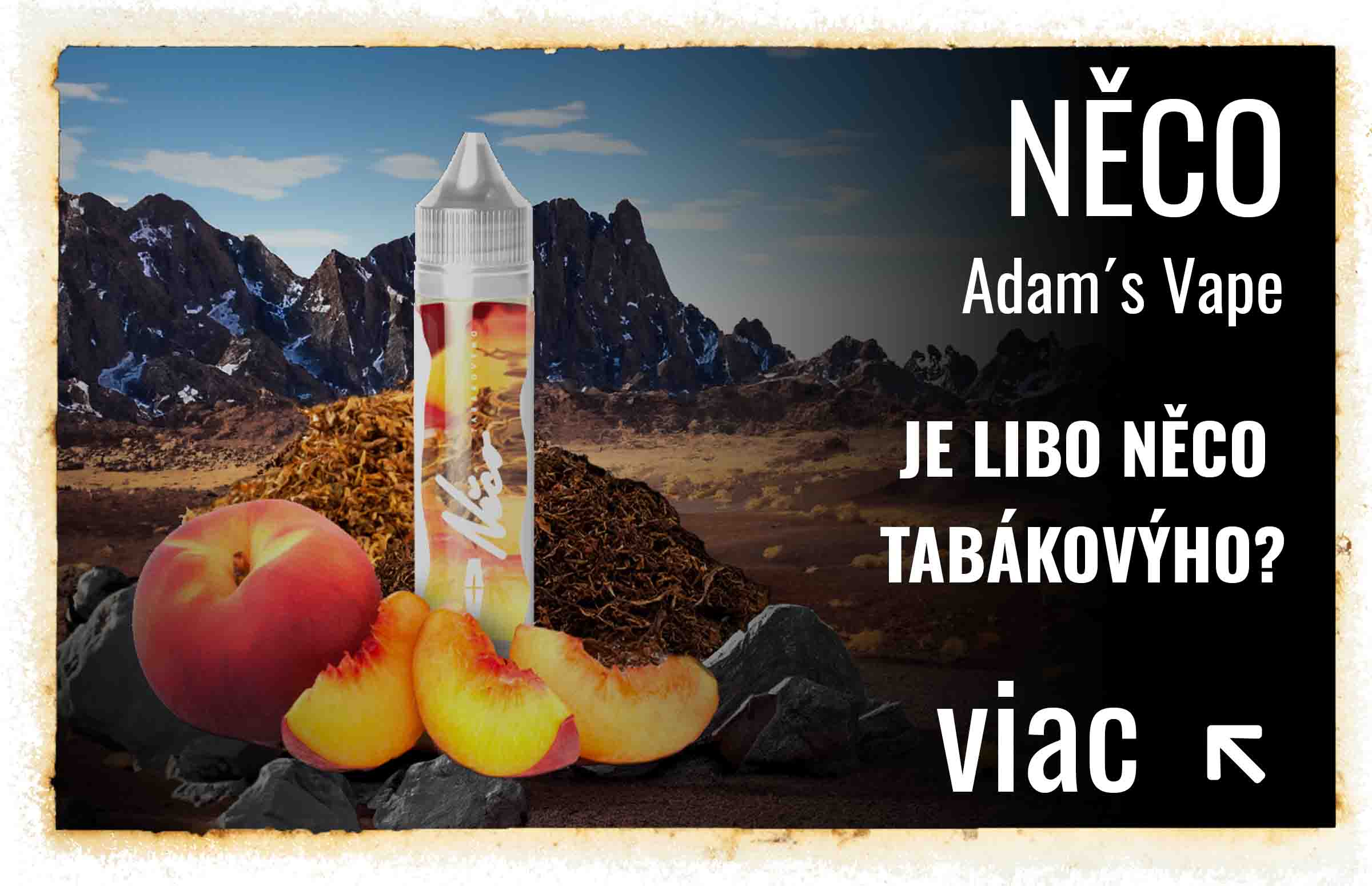 Príchuť do elektronickej cigarety od značky Adams Vape s niečím tabakovým