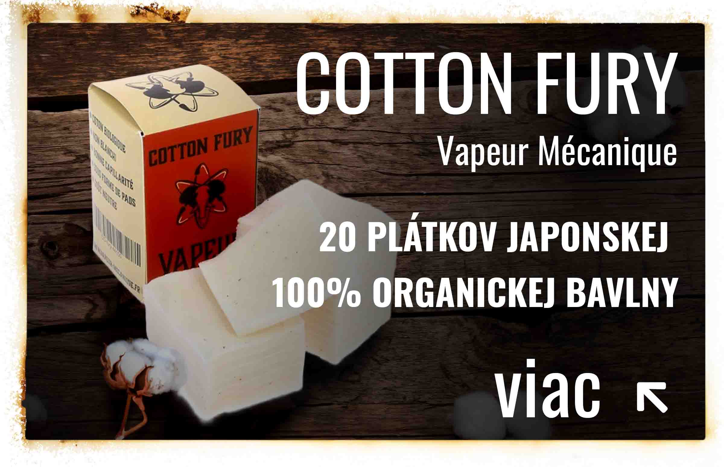 Vatové štvorčeky pre elektronické cigarety od značky Fury Vapeur Mécanique