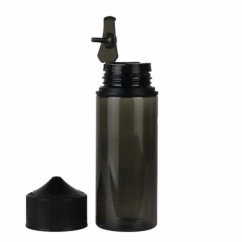 Plastová fľaštička typu Chubby 120ml s výklopným uzáverom (Easy Open) – Čierna dymová